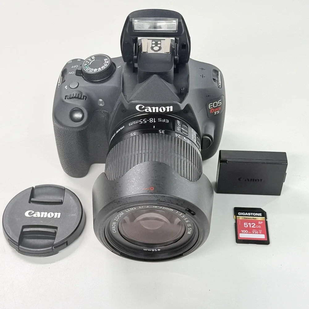 Canon EOS Rebel T5 Digital Camera w/ 18-55mm Lens Battery & SD Card Tested Works